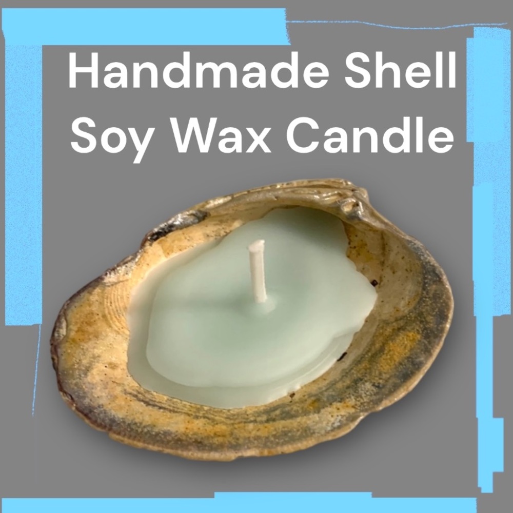 Homemade Soy Wax Candle in a Seashell Ocean Breeze Scented